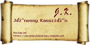 Jánossy Kasszián névjegykártya